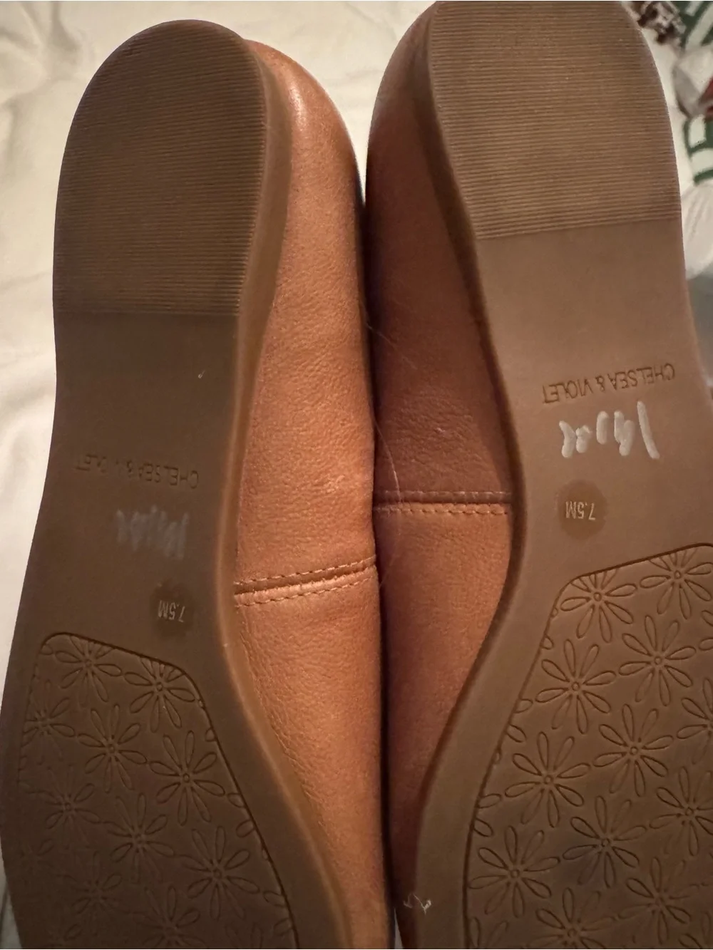 Chelsea & Violet Cognac Square-Toe Leather Flats - Picture 2 of 2